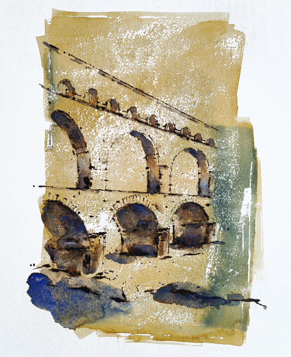 Aquarelle Pont du Gard